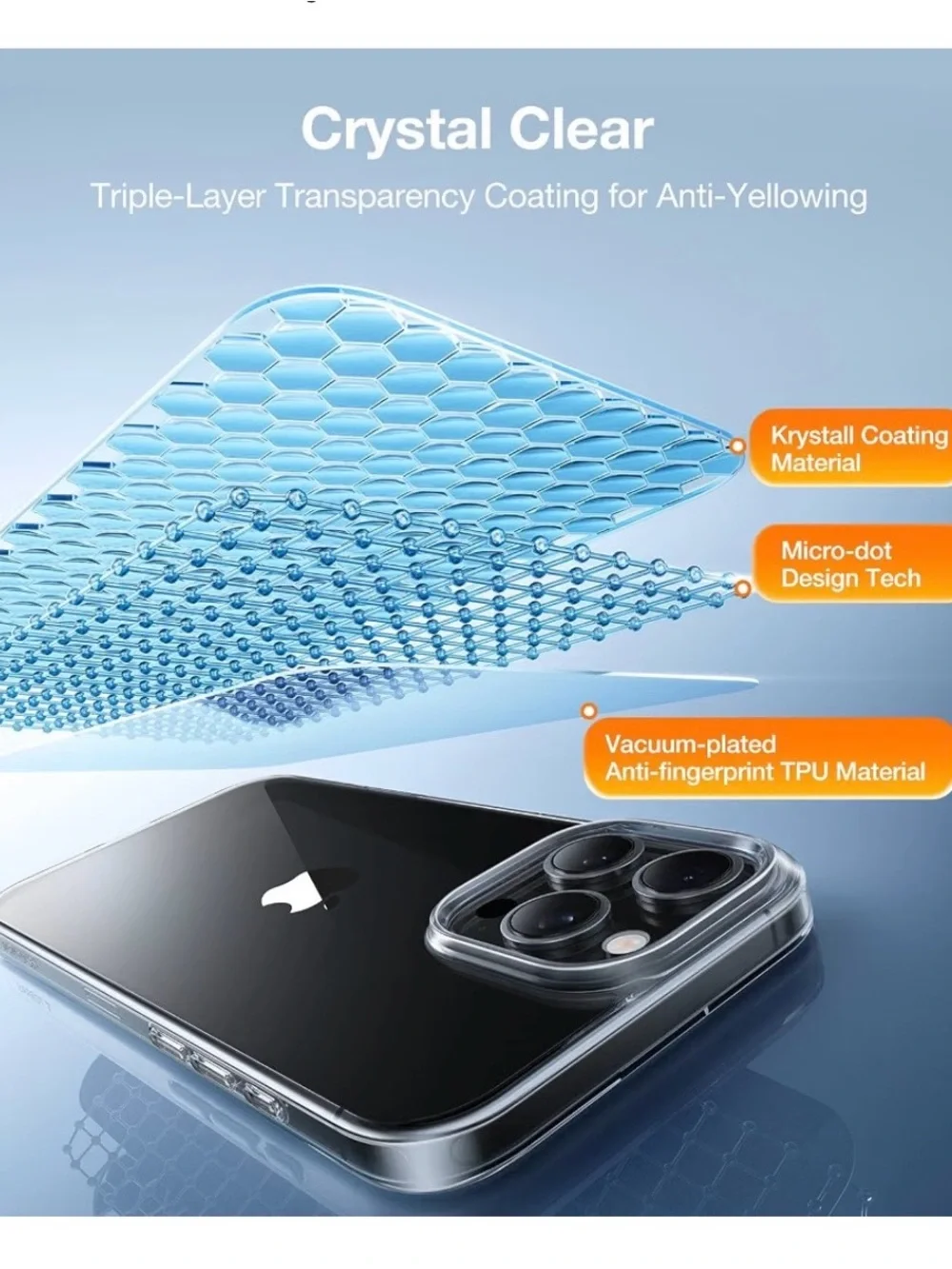 Minimalist Crystal Clear iPhone 16 Pro Case, Ultra-Thin, Non-Yellowing NEW NIP